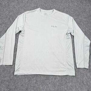 Huk White Graphic Icon-X UPF‎ 50+ Long Sleeve Fishing Shirt Men's Size Medium